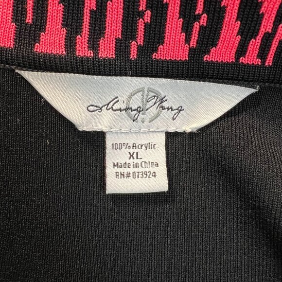 Ming Wang Cardigan Jacket Womens XL‎ Black Coral Pink Open Front Knit 3/4 Sleeve - Picture 9 of 10
